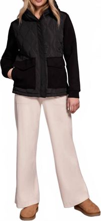 Tribal Quilted Combo Knit Jacket With Hood In Black