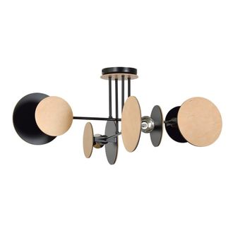 Wonderlamp Plaf&oacute;n de techo estilo n&oacute;rdico con 8 piezas negras y madera
