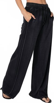 ATM Anthony Thomas Melillo Pique Mixed Media Wide Leg Pants In Black