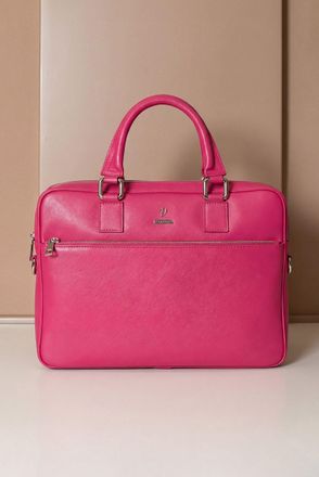 D'Arienzo Borsa Ventiquattrore in pelle di vitello fuxia saffiano tasca zip DArienzo, Seleziona Taglia Unica, Colore Fuxia