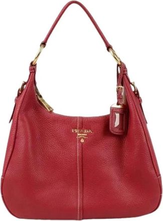 Prada Pre-owned Shoulder Bags, female, Red, Size: ONE SIZE Pre-owned Hobo Shoulder Bag Br4373