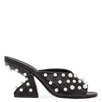 Ferragamo Ferragamo Sansu Pearly-Stud Slide Sandals, Size 7 C