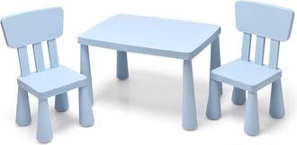 Costway Costway - Grupo De Asientos Muebles Para Ni&ntilde;os Juego De 1 Mesa Y 2 Sillas De Pl&aacute;stico Para Cuarto De Los Ni&ntilde;os Sala De Estar Azul