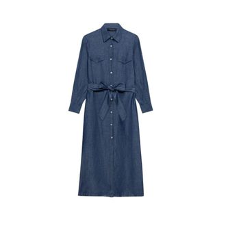 Brooks Brothers Maxi Linnen Denim Overhemdjurk - Dames - Shirt Kleedjes - Blauw - M - Denim - Kleedjes
