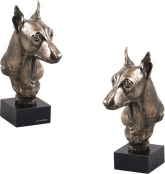 OEM Pinscher Miniatura: Estatuilla De Perro, Busto Sobre Base De Piedra, Escultura, Trofeo Para Exposici&oacute;n De Perros De Art-dog