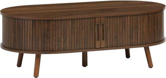 Sweeek Mesa de centro con puertas correderas y efecto madera, nogal