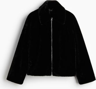 H&M Flauschige Jacke in Loose Fit - Schwarz
