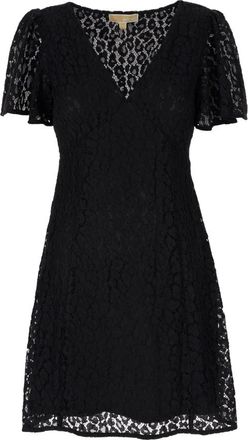 Michael Kors V-neck Lace Mini Dress - Dames - Korte kleedjes - Zwart - M - Kleedjes