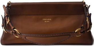 Prada Encha&icirc;n&eacute; Leather Buckle-strap Shoulder Bag