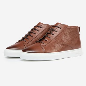 Oliver Sweeney Mens Antiqued Deer Leather Cupsole Trainers - Tan - Size UK 8.5