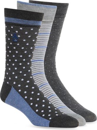 Original Penguin Check Diamond 3-Pack Assorted Dress Socks in Black at Nordstrom Rack
