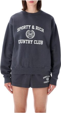 Sporty & Rich Varsity Crew Neck - Dames - Sweatshirts - Grijs - M - Katoen - Hoodies & sweatvesten