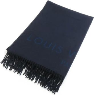 Louis Vuitton Pre-owned Scarves, female, Blue, Size: ONE SIZE Pre-owned Cashmere scarves