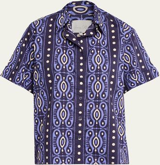 Johanna Ortiz Salty Promises Short-Sleeve Button-Down Shirt