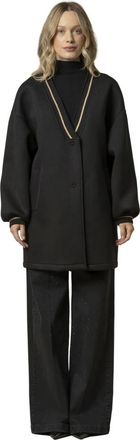 Kocca Jassen, Dames, Zwart, XS, Stijlvolle driekwart jas met touwrand