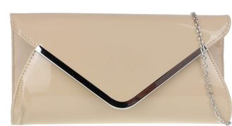 Girly HandBags Womens Glossy Oversized Clutch Bag (Nude)