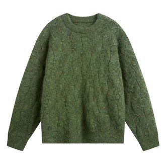 Generic Mens Thickened Crew Neck Sweater Mens Textured Vintage Sweaters 5 XXL