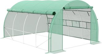 OUTSUNNY 4 x 3 x 2 m Polytunnel Greenhouse Pollytunnel Tent Steel Frame Green | TJ Hughes