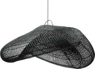 Bazar Bizar L&aacute;mpara colgante de rat&aacute;n en negro 120x120x62 cm