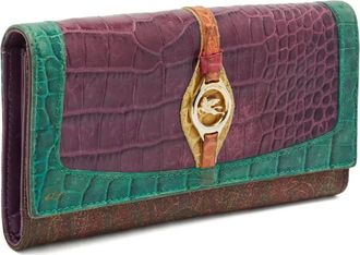 Etro 1990s portemonnee met paisley krokodillen-reli&euml;f - Rood