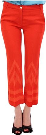 Versace Rode Geknipte Broek met Uniek Patroon - Dames - Vrijetijds broeken - Rood - S - Rayon - Broeken
