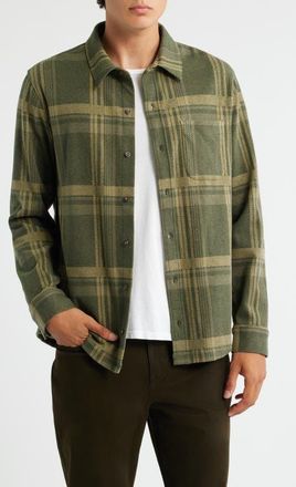 Vince Plaid Knit Shirt Jacket in Dark Leaf Combo at Nordstrom, Size Xx-Large