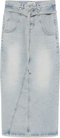 Low Classic Gonna lunga denim con cintura - Blu