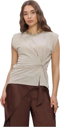 Summum Top Linnenlook - Dames - Tops zonder mouwen - Beige - S - Linnen - Tops