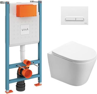 Vitra Pack Conjunto Bastidorv-fix Core + Inodoro Sin Brida Sat Infinitio + Placa Blanca Brillante