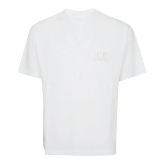 C.P. Company T-Shirts, male, White, Size: XL 30/1 Jersey Short Sleeve Logo T-Shirt