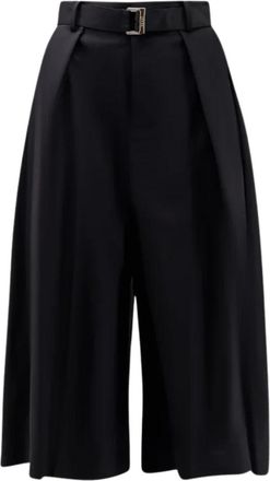 sacai Bermuda Shorts met Riem - Dames - Korte Broeken - Zwart - XS - Wol - Korte Broeken