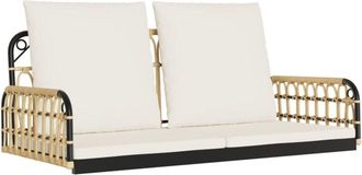 vidaXL Silla columpio con cojines ratán sintético y acero 105x58x38 cm vidaXL