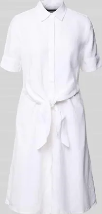 Lauren Ralph Lauren K&ouml;rpernahes Blusenkleid aus reinem Leinen in Weiss, Gr&ouml;&szlig;e 34