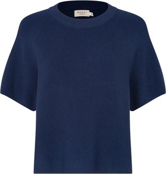 Masai Korte Mouw Ronde Hals Gebreid - Dames - Ronde hals truien - Blauw - M - Truien & Vesten