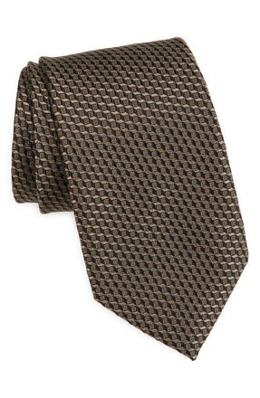 Tom Ford Geo Jacquard Mulberry Silk Tie in Mushroom at Nordstrom