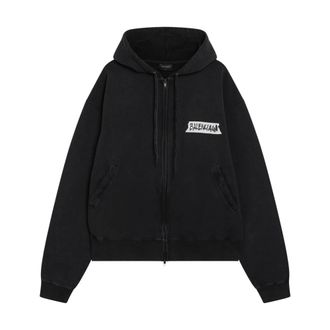 Balenciaga Standard Oversized Zip-Up Hoodie - male - Balenciaga - Zip-throughs - Black - S - Sweatshirts & Hoodies