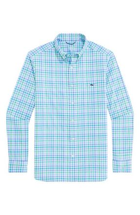 Vineyard Vines Mangrove UPF 30+ Button-Down Shirt in Turquoise at Nordstrom, Size X-Large