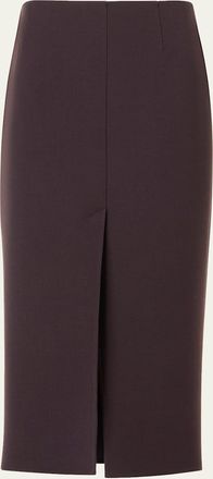 Akris Wool Double-Face Slit Midi Pencil Skirt