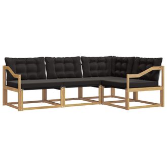 vidaXL Conjunto De Sof&aacute;s De Exterior Con Coj&iacute;n 4 Pcs Blanco Y Negro Vidaxl
