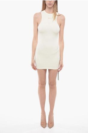 Off-white Mini Elasticated Dress SLEEK ROWING Sleeveless size 40
