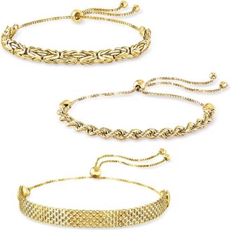 Ross-Simons 18kt Gold Over Sterling Jewelry Set: 3 Multi-Link Bolo Bracelets