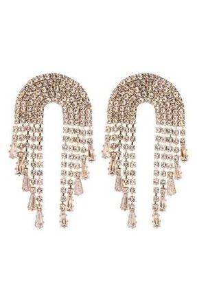 Eye Candy Los Angeles Glam Time Crystal Fringe Earrings in Gold at Nordstrom Rack