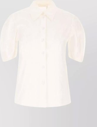 Chloé cotton blouse with embroidered patterns and puff sleeves