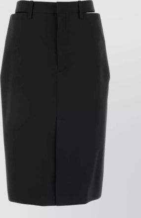 Jil Sander wool midi skirt belt loops front seam