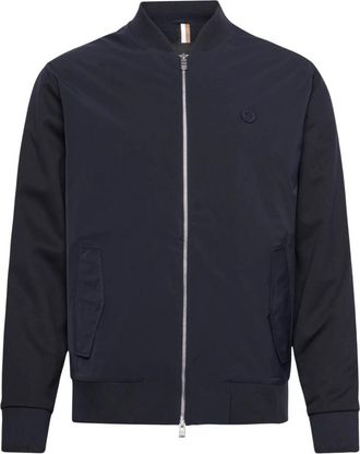 HUGO BOSS Katoenen sweatshirt met logo - Heren - Bomber jackets - Blauw - 2XL - Katoen - Jassen