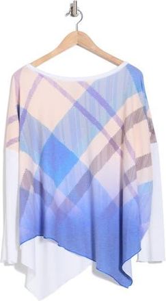 Go Couture Asymmetric Dolman Sleeve Sweater in Ivory Argyle Blue Dip Print at Nordstrom Rack, Size X-Large