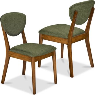 Best Choice Products 2-Piece Mid-Century Modern Wood & Upholstered Dining Chair Set