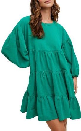 Wishlist Tiered Cotton Babydoll Dress in Emerald at Nordstrom Rack, Size Medium