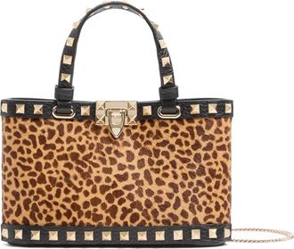 Valentino Garavani Rockstud kleine shopper met dierenprint - Bruin