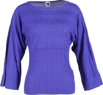 Missoni M Missoni Quarter Sleeve Top in Blue Wool
